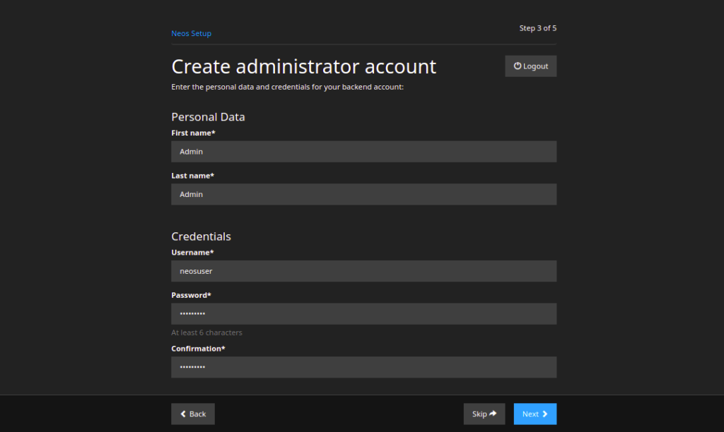 installation of neos cms on ubuntu 20.04